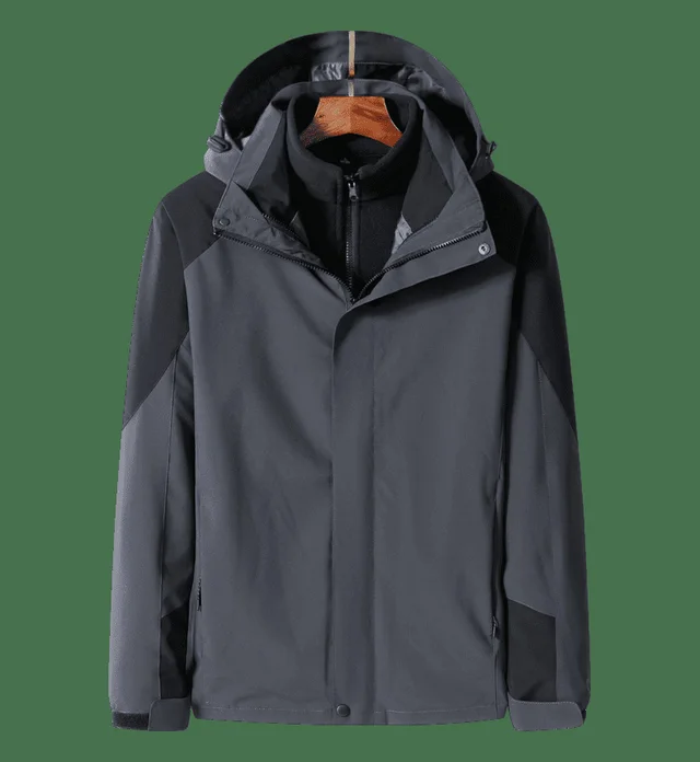Three in one Shell Jacket Removable Thermal Waterproof Work Clothes Dark Gray Men'S - Shop at LoveMi