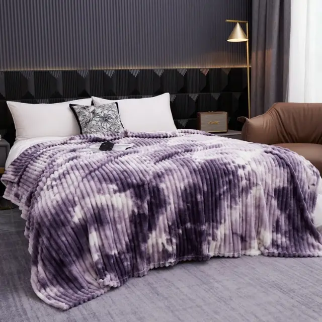 Art Tie dye Casual Milk Fiber Fleece Blanket Cover Grape Purple - Shop at LoveMi