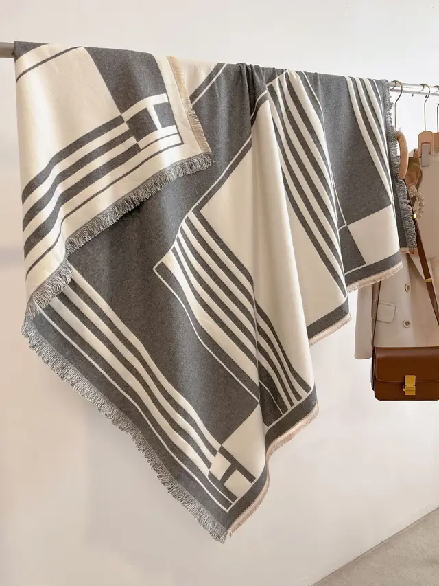 Striped Fashion Cashmere Scarf For Women Gray - Shop at LoveMi