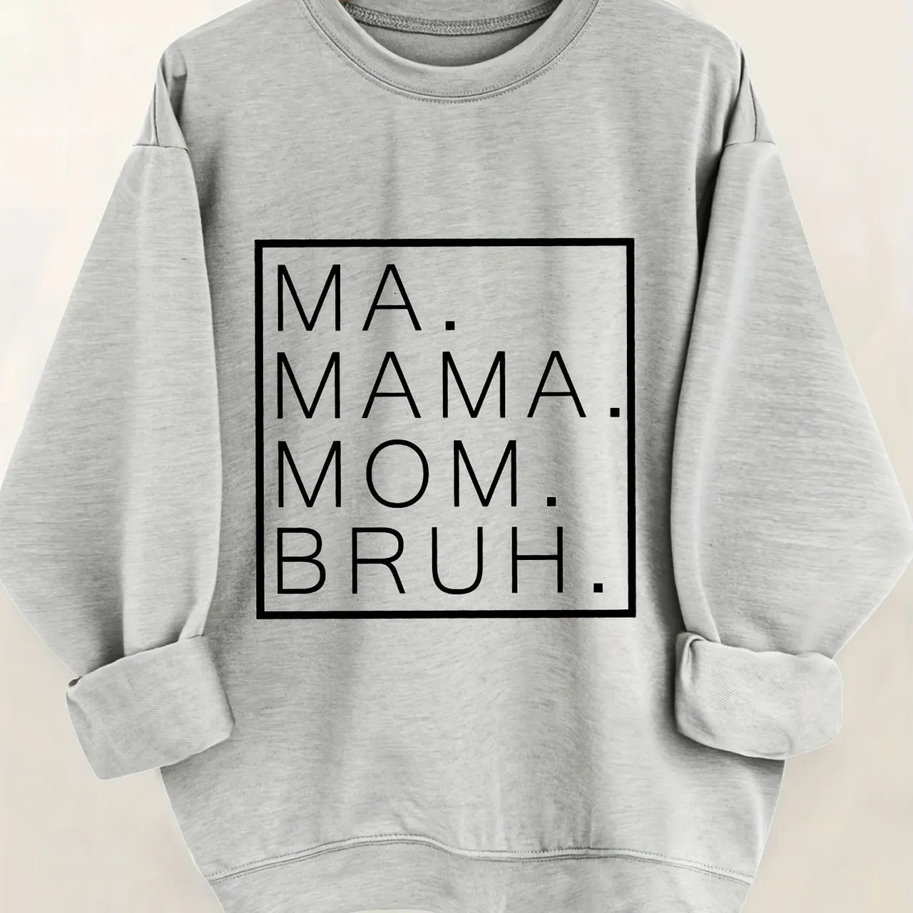 Letter Print Casual Long Sleeve Crew Neck Pullover Sweatshirt - Gray