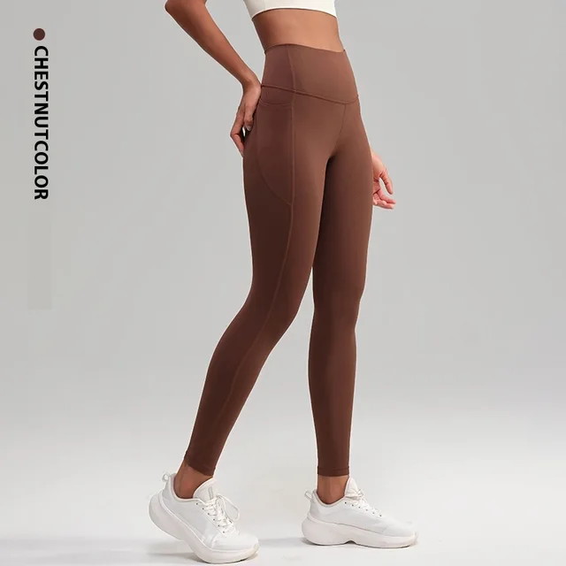 Medium Tenacity Sports High Waist Nude Feel Yoga Pants Women Chestnut Color - Shop at LoveMi