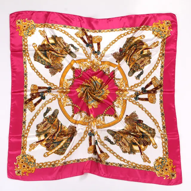 Spring And Autumn Women's Printed 90 Large Kerchief Artificial Silk Floral Scarf No 25 Rose Red - Shop at LoveMi