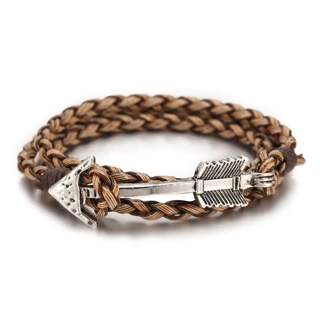 Retro Men's Multi layer Hand Weaving Bracelet Silver Khaki - Shop at LoveMi