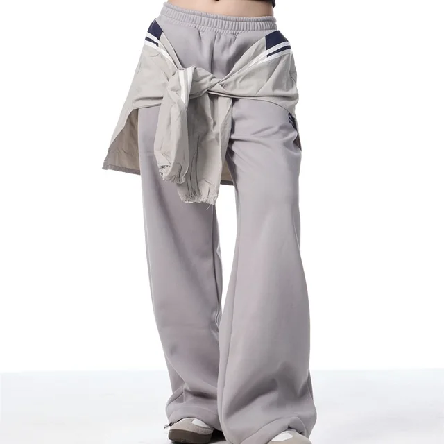 Strap Design Fleece lined Track Sweatpants Light Gray - Shop at LoveMi