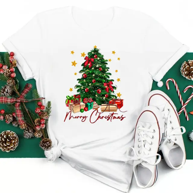 New Year Christmas Plus Size Round Neck Short Sleeve T shirt Eg1452 - Shop at LoveMi
