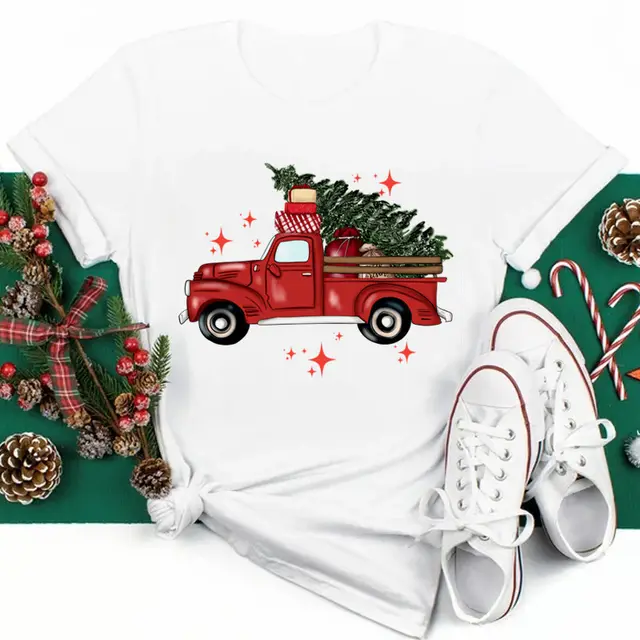 New Year Christmas Plus Size Round Neck Short Sleeve T shirt Eg1456 - Shop at LoveMi