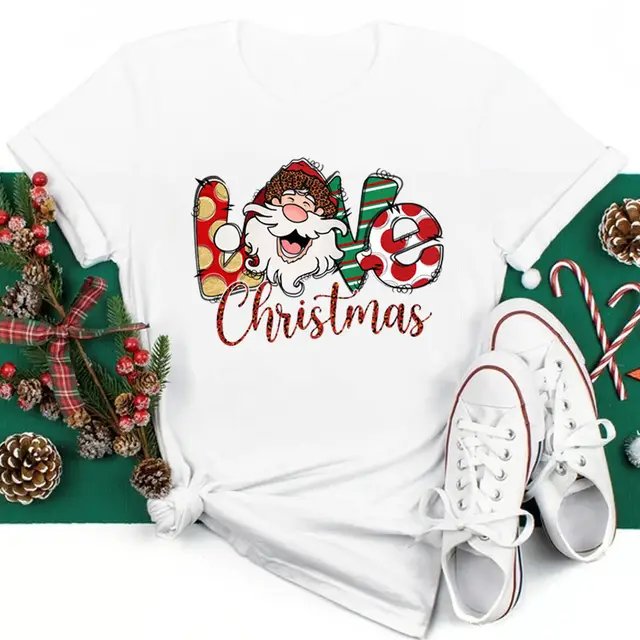 New Year Christmas Plus Size Round Neck Short Sleeve T shirt Eg1459 - Shop at LoveMi