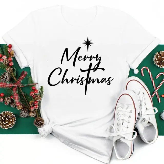 New Year Christmas Plus Size Round Neck Short Sleeve T shirt Eg1462 - Shop at LoveMi