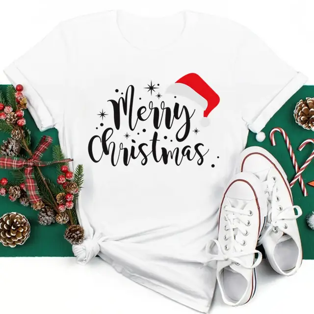 New Year Christmas Plus Size Round Neck Short Sleeve T shirt Eg1463 - Shop at LoveMi