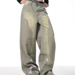 American Retro Washed Splash Ink Straight Cargo Pants - Green