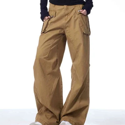 Fall Winter Overalls American Retro Washed Khaki - Shop at LoveMi