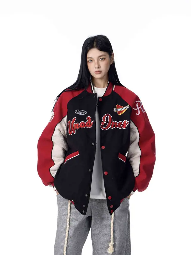 Women's Contrast Color Cotton padded Clothes Loose Black - Shop at LoveMi