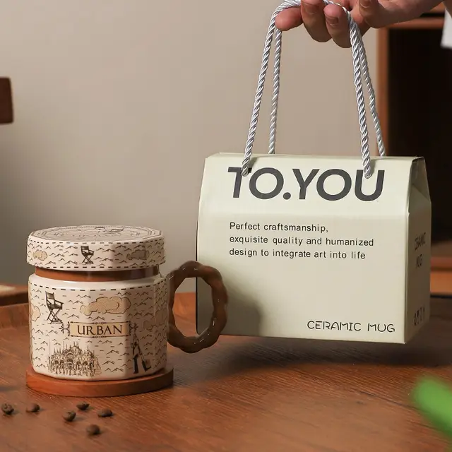 Creative Retro Ceramic Mug Light Luxury Gift Retro Cup Urban Portable Box - Shop at LoveMi