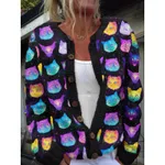 Female Digital Printing Cardigan Knitted Coat - Kshd272