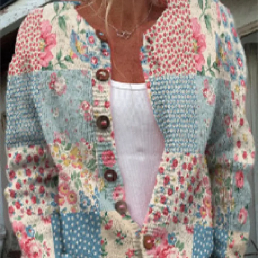 Female Digital Printing Cardigan Knitted Coat Kshd274 - Shop at LoveMi