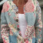 Female Digital Printing Cardigan Knitted Coat - Kshd274