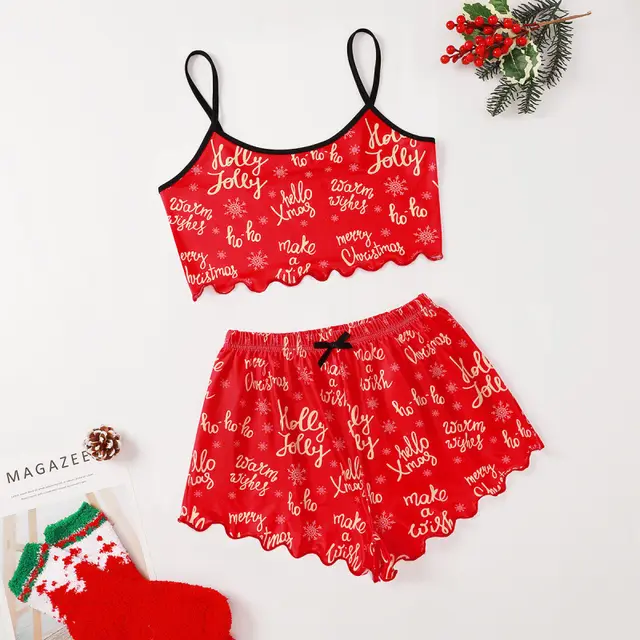 Thin Pajamas Women's Sleeveless Camisole Christmas Letters - Shop at LoveMi
