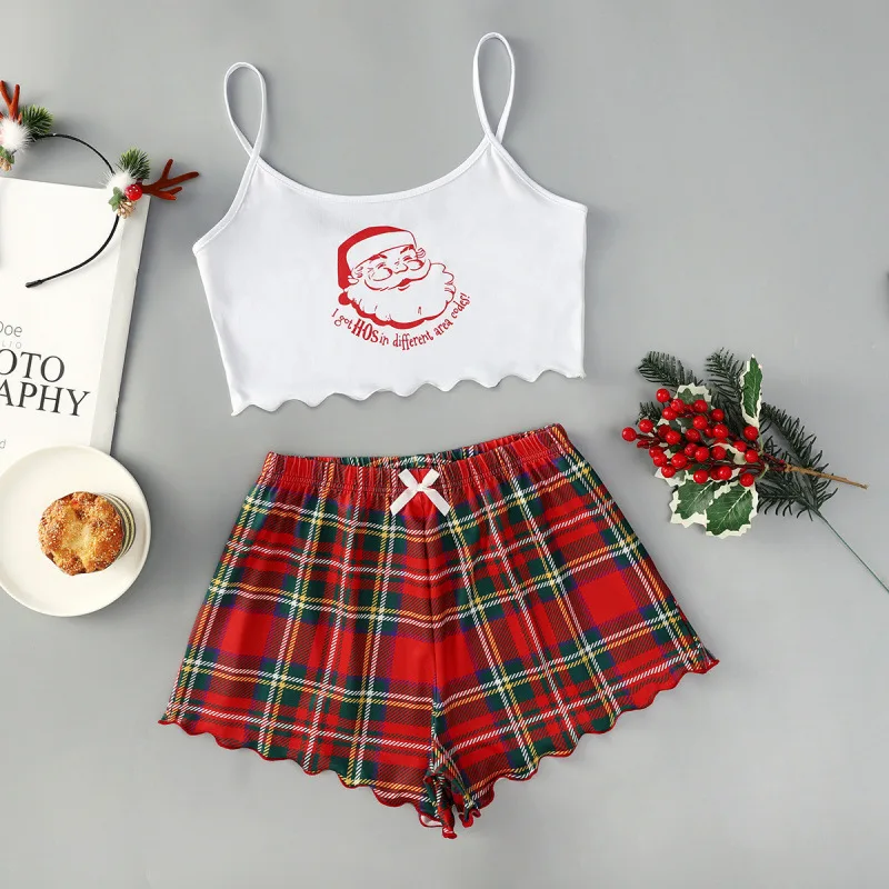 Thin Pyjamas Women's Sleeveless Camisole - Christmas Plaid - View 1