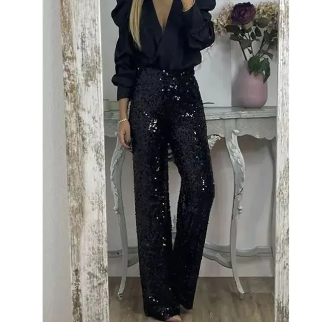Casual Slim Stretch Multi color Bell bottom Pants Black - Shop at LoveMi