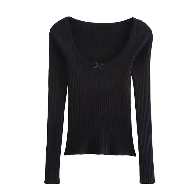 Women's Lace Bowknot Decoration Seamless Top Black - Shop at LoveMi