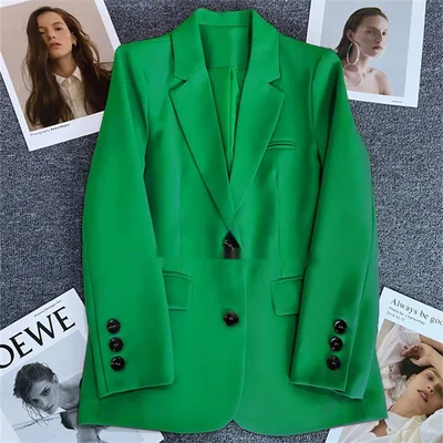 Spring And Autumn New Casual Elegant Business Suit Top Green - Shop at LoveMi