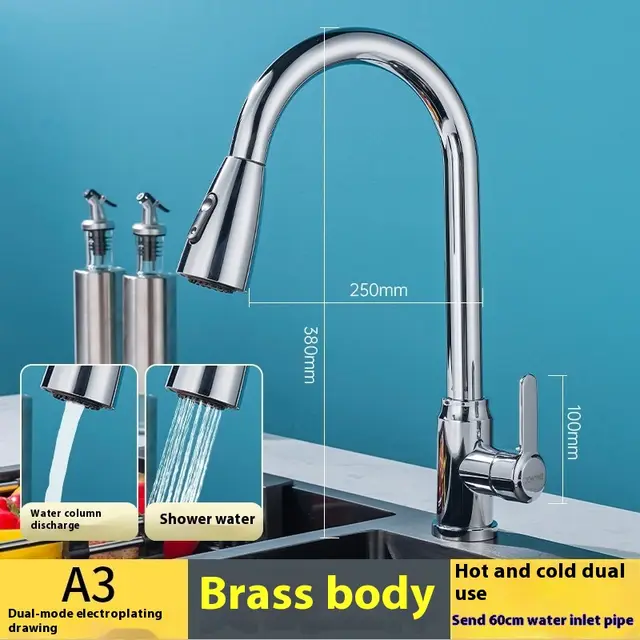 Black Rotatable Retractable Splash Proof Faucet A3 Brass Plating Color - Shop at LoveMi