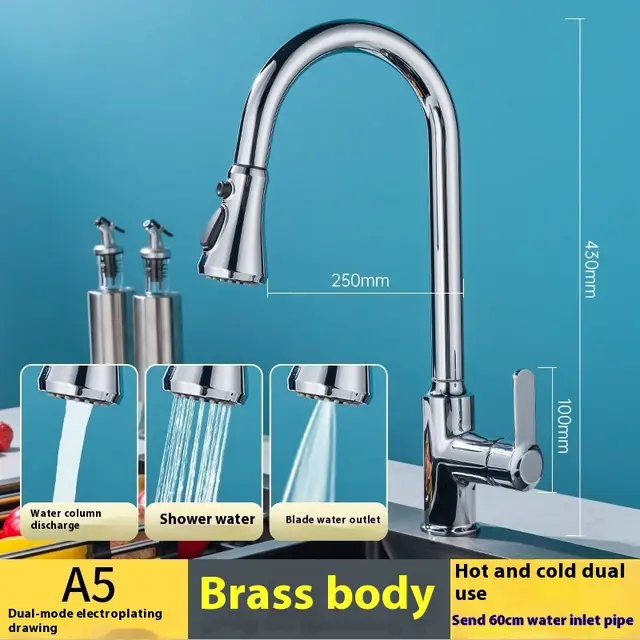 Black Rotatable Retractable Splash Proof Faucet A5 Brass Plating Color - Shop at LoveMi