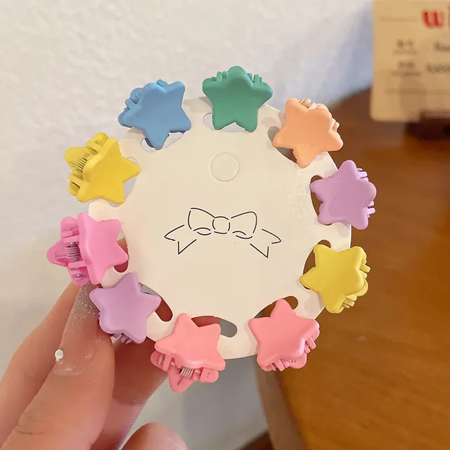Candy Color Children's Grip Small Size Mini Hairpin Large Pentagram 10Pcs - Shop at LoveMi