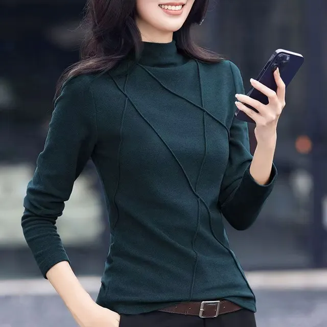 Half Turtleneck Bottoming Shirt Women's Green - Shop at LoveMi