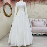 Lace Slim Long Sleeve Fishtail Wedding Dress - Ivory White
