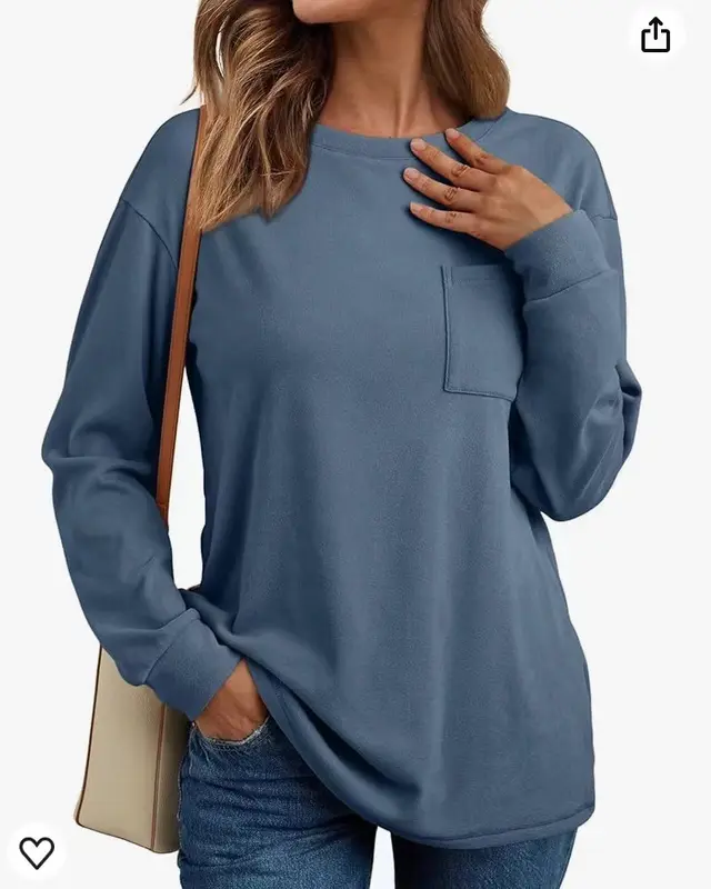 Women's Long Sleeve Top Loose Autumn Leisure Fashion Sweater Blue - Shop at LoveMi