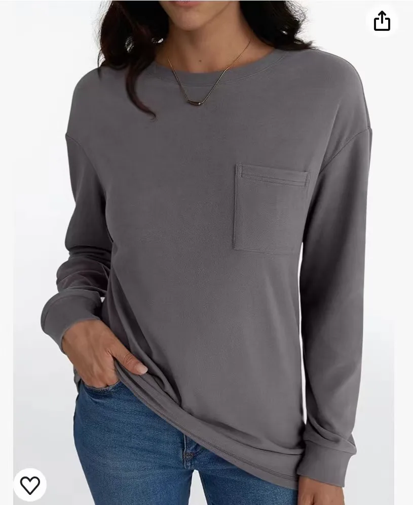 Women's Long Sleeve Top Loose Autumn Leisure Fashion Sweater - Gray