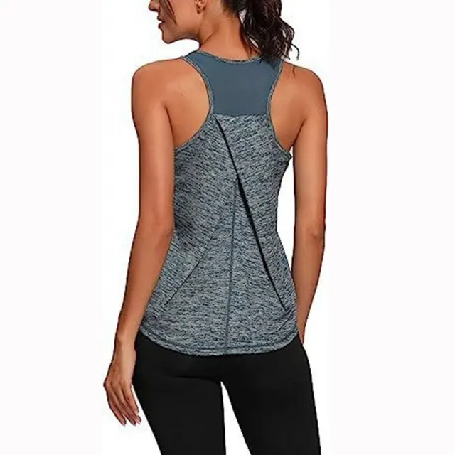 I shaped Vest Mesh Yoga Sports Running Vest Sleeveless Workout Clothes Gray - Shop at LoveMi