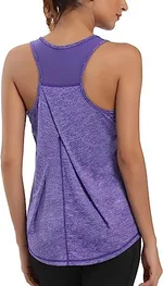 I-shaped Vest Mesh Yoga Sports Running Vest Sleeveless Workout Clothes - L-Violet Color