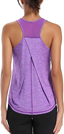 I shaped Vest Mesh Yoga Sports Running Vest Sleeveless Workout Clothes Xxl Dark Violet - Shop at LoveMi