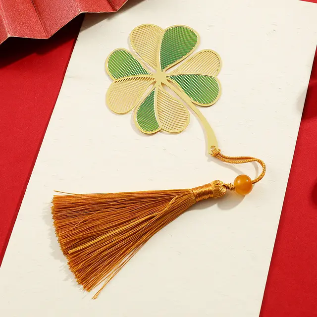 Metal Plant Leaf Vein Bookmark Complex Classical Art Hollow Four Seasons Plant Ancient Style Grass Tassel - Shop at LoveMi