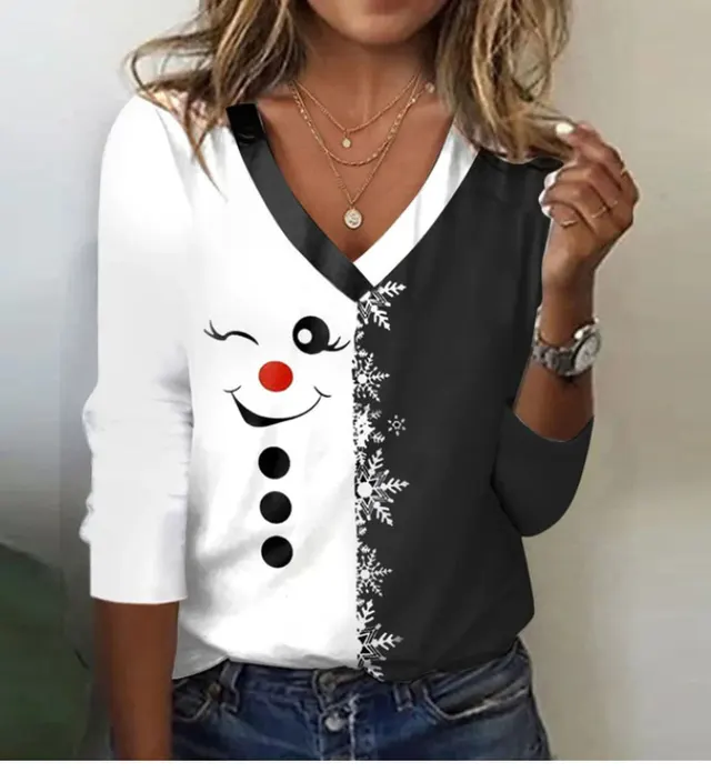 European And American Women's Printed Round Neck Long sleeved T shirt Wb14Wb14Hj241128Y001 - Shop at LoveMi