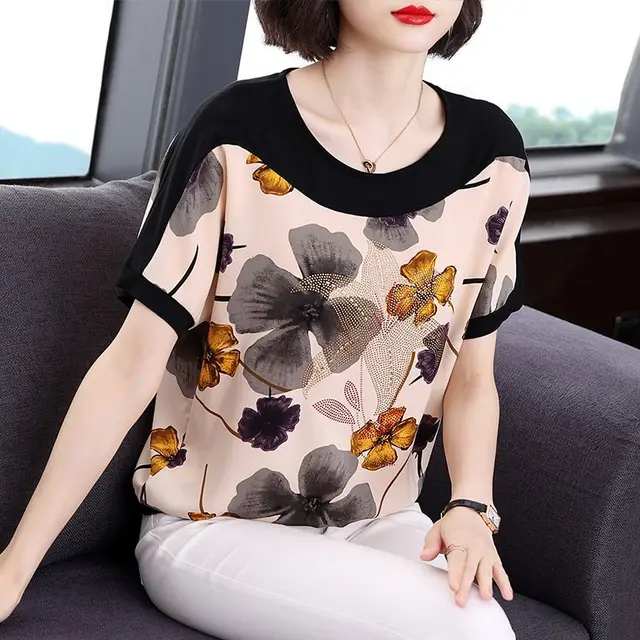 Women's Short-sleeved T-shirt Loose Slimming Top - Color - View 1