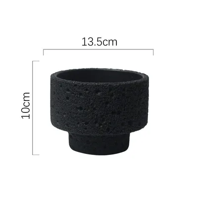 Northern European style Cement Flower Pot Ceramic Matte Fashion Simple Ak225 Short Black - Shop at LoveMi