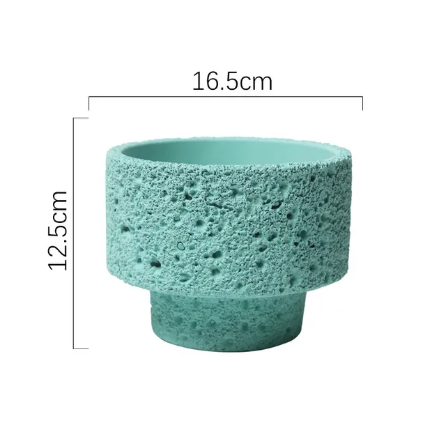 Northern European style Cement Flower Pot Ceramic Matte Fashion Simple Short And Large Mint Green - Shop at LoveMi