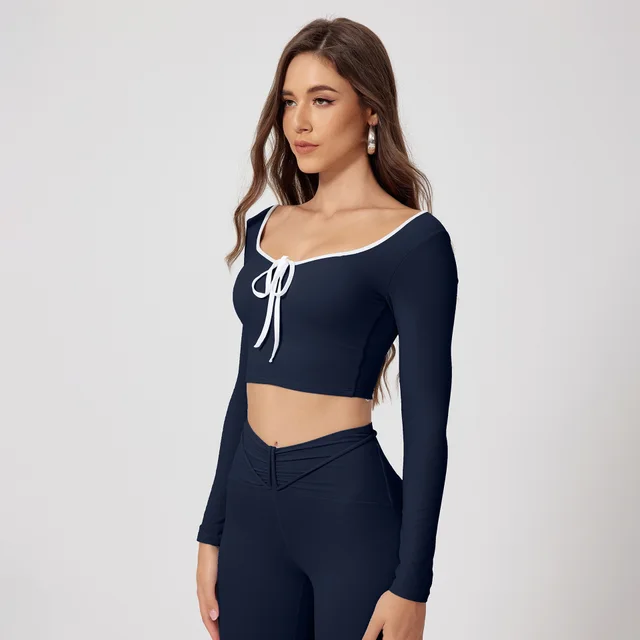 Quick dry Casual Tops Training Running Sports Workout Clothes Navy Blue - Shop at LoveMi