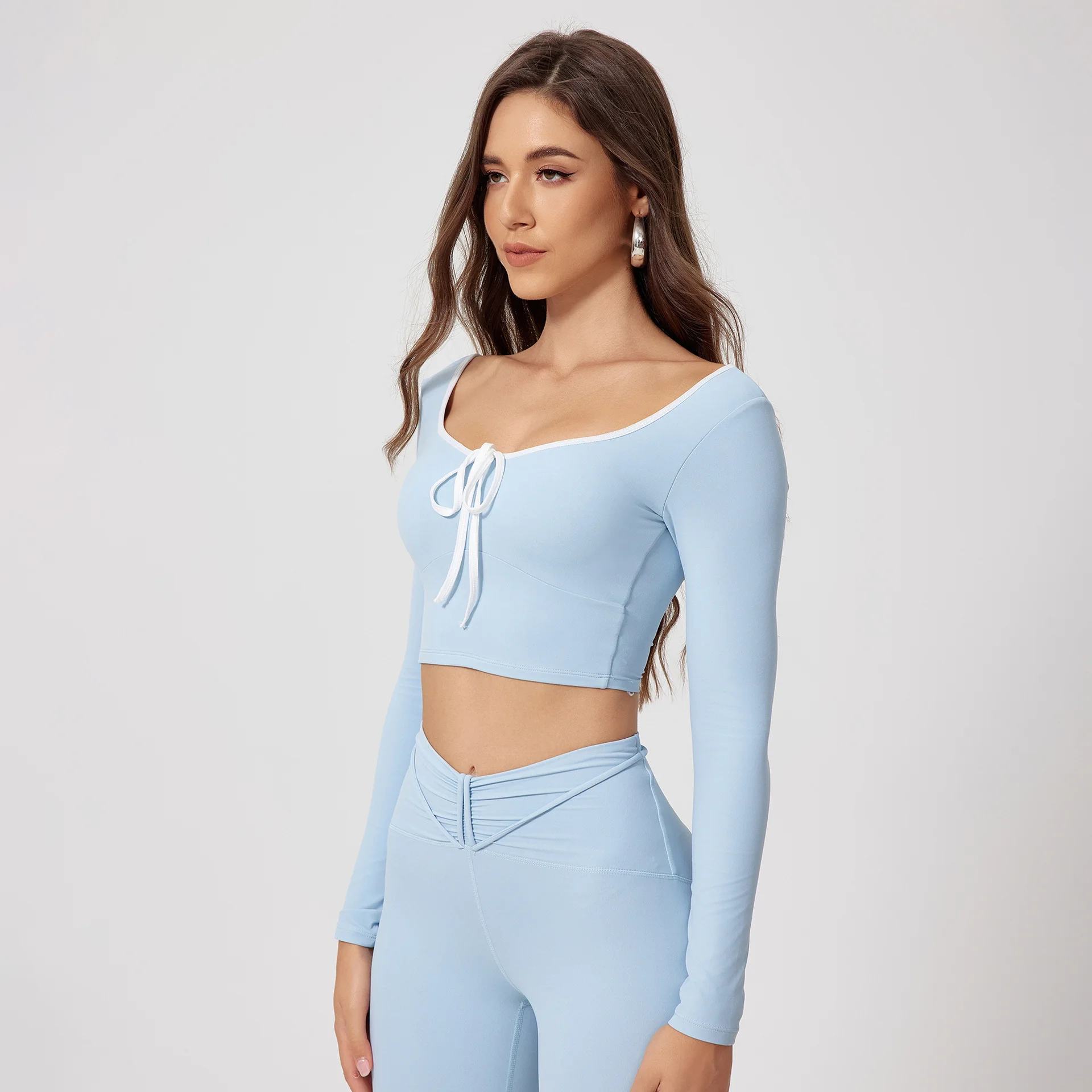 Quick-dry Casual Tops Training Running Sports Workout Clothes - Very Pale Blue