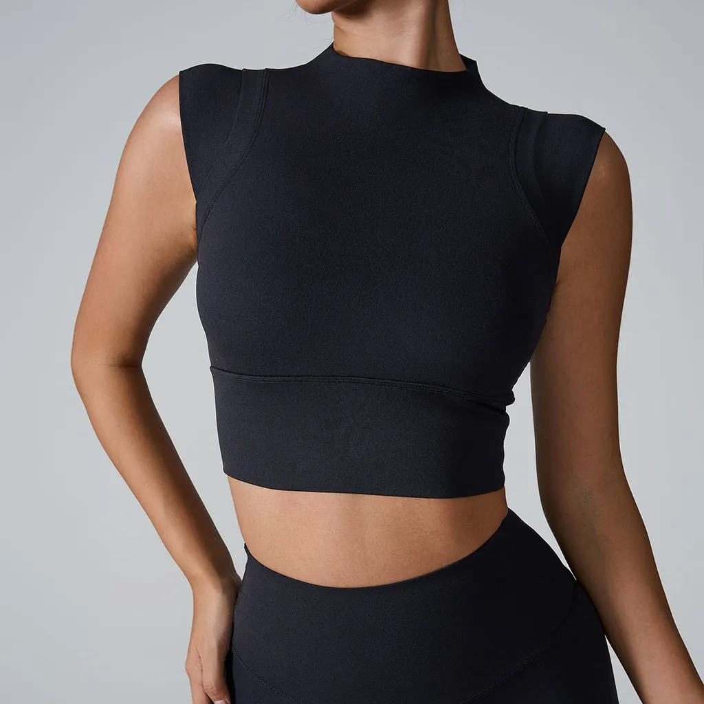 Sports Bra High Elastic Nude Feel Close-fitting Body Shaping Yoga Clothes - Black