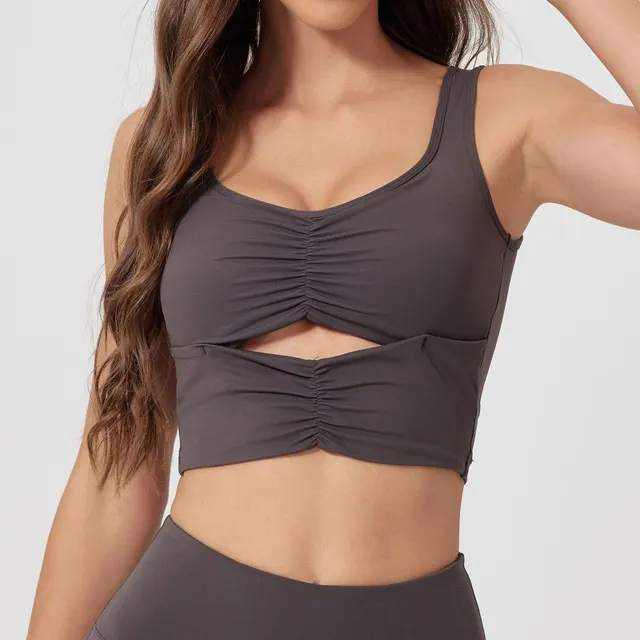 Casual Fitness Sports Bra Tight Shockproof Top Carbon Gray - Shop at LoveMi