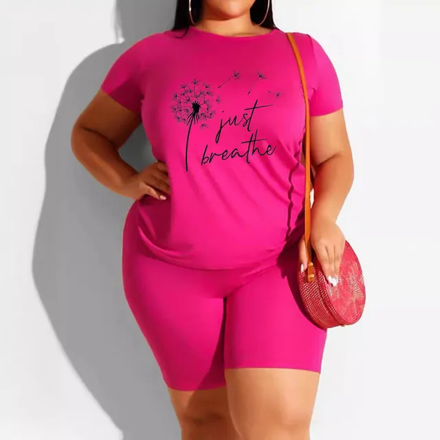 Loose Plus Size Print Casual Suit Drop Shoulder Sleeve Suit Rose Red - Shop at LoveMi