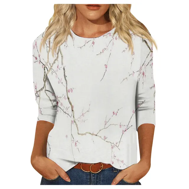 Round Neck Printed Casual Loose Long Sleeve 25Style - Shop at LoveMi