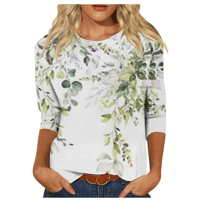 Round Neck Printed Casual Loose Long Sleeve 26Style 4Xl - Shop at LoveMi
