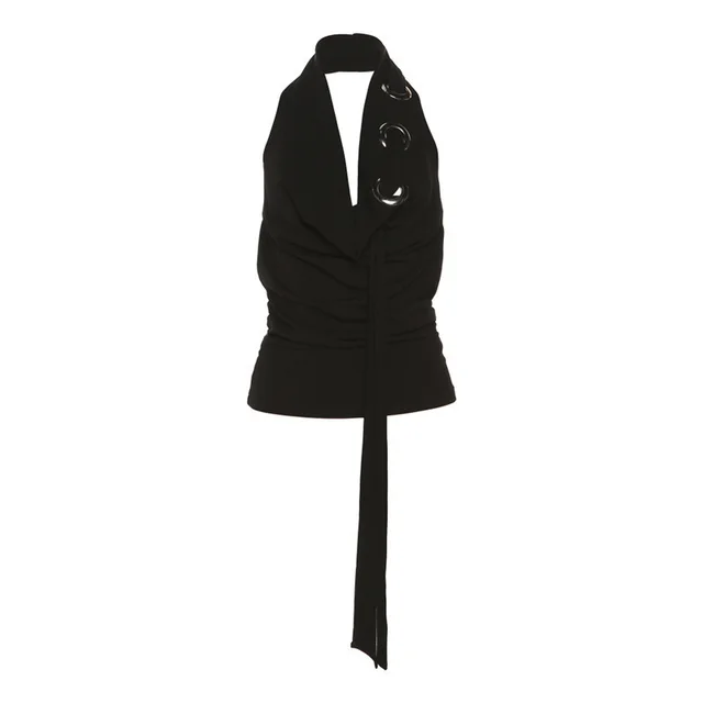Summer New Women's Clothing Solid Color Street Fashion Halter Vest Black - Shop at LoveMi
