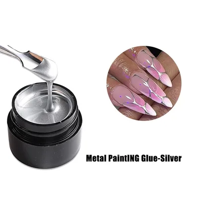 Manicure French Mirror Metal Colored Drawing Glue Japanese Gold Silver Metalic Glue Silver - Shop at LoveMi