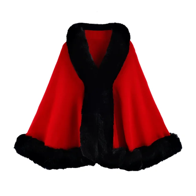 Gentle Temperament Woolen Cape And Shawl Solid Color Artificial Rex Rabbit Fur Bright Red - Shop at LoveMi
